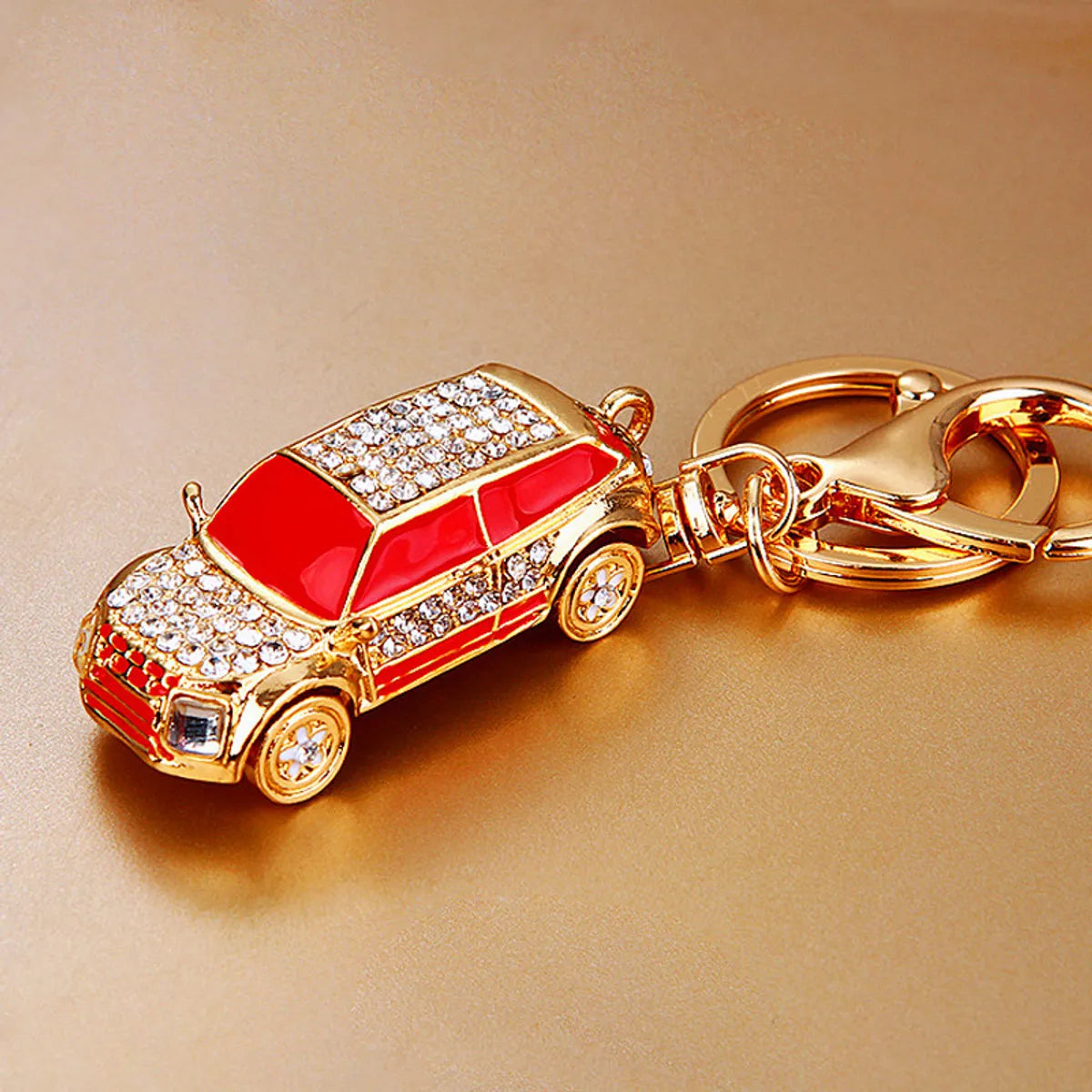 Cute Car Alloy Plating Inlay Rhinestones Unisex Keychain 1 Piece