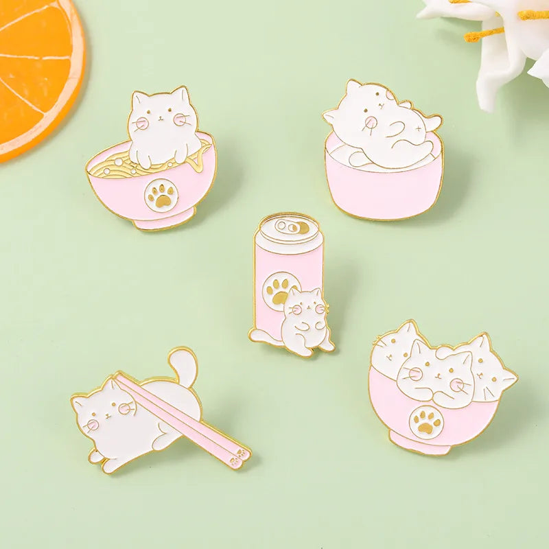 Cute Cartoon Animal Alloy Drip Brooch Creative Stack Arhat Cat Shape Clothes Bag Brooch