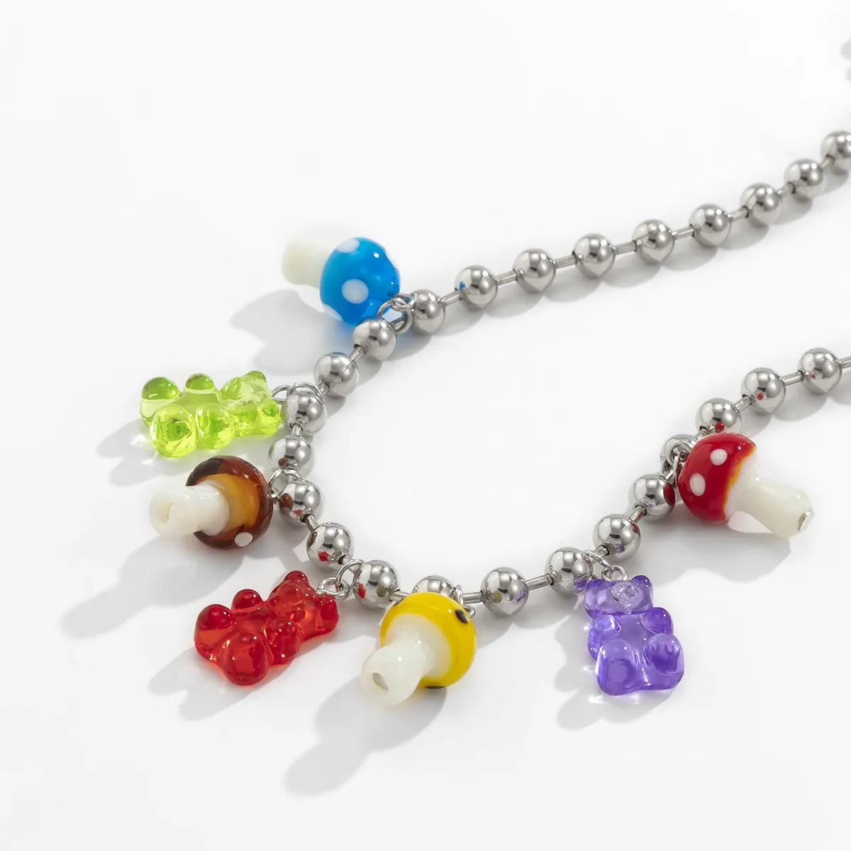 Cute Cartoon Bear Mushroom Arylic Chain Necklace