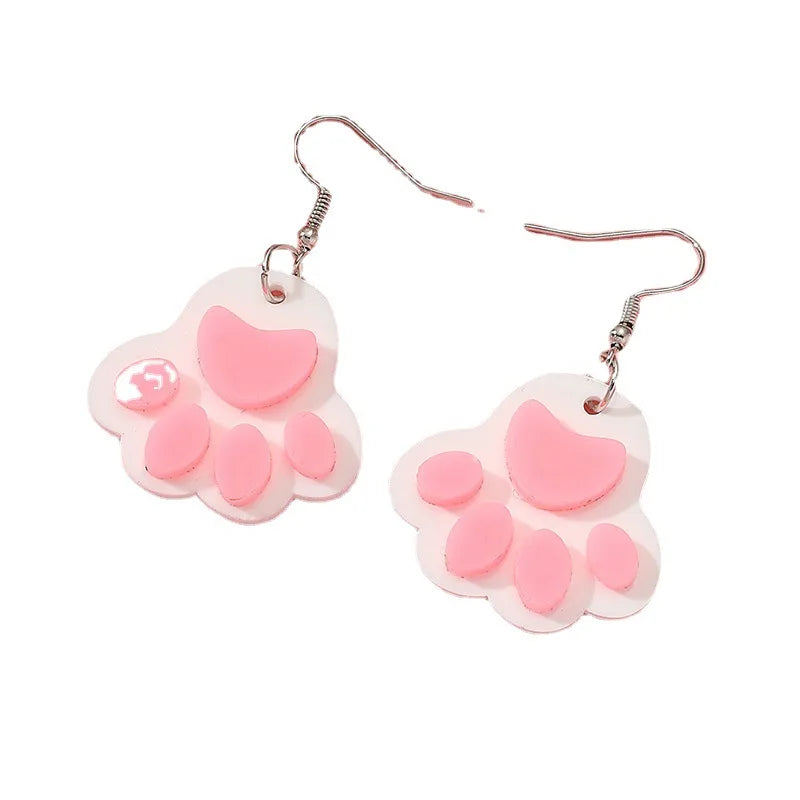 Paw Print Arylic Artificial Gemstones Earrings Ear Studs