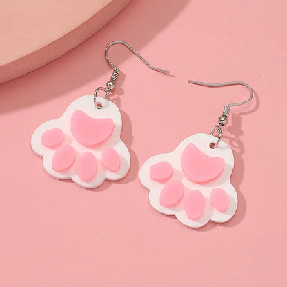 Paw Print Arylic Artificial Gemstones Earrings Ear Studs