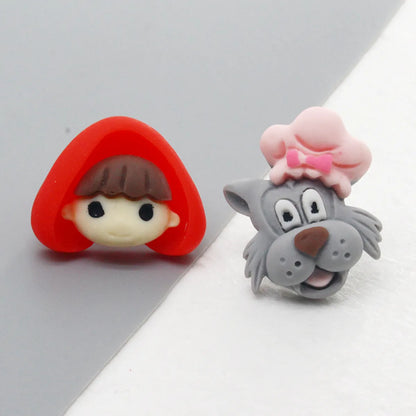 Cute Cartoon Character Resin Ear Studs 1 Pair