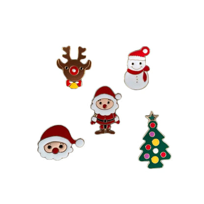 Cute Cartoon Character Santa Claus Elk Zinc Alloy Plating Unisex Brooches