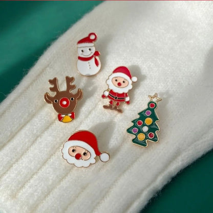 Cute Cartoon Character Santa Claus Elk Zinc Alloy Plating Unisex Brooches