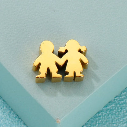 1 Piece Stainless Steel 18K Gold Plated Cartoon Character