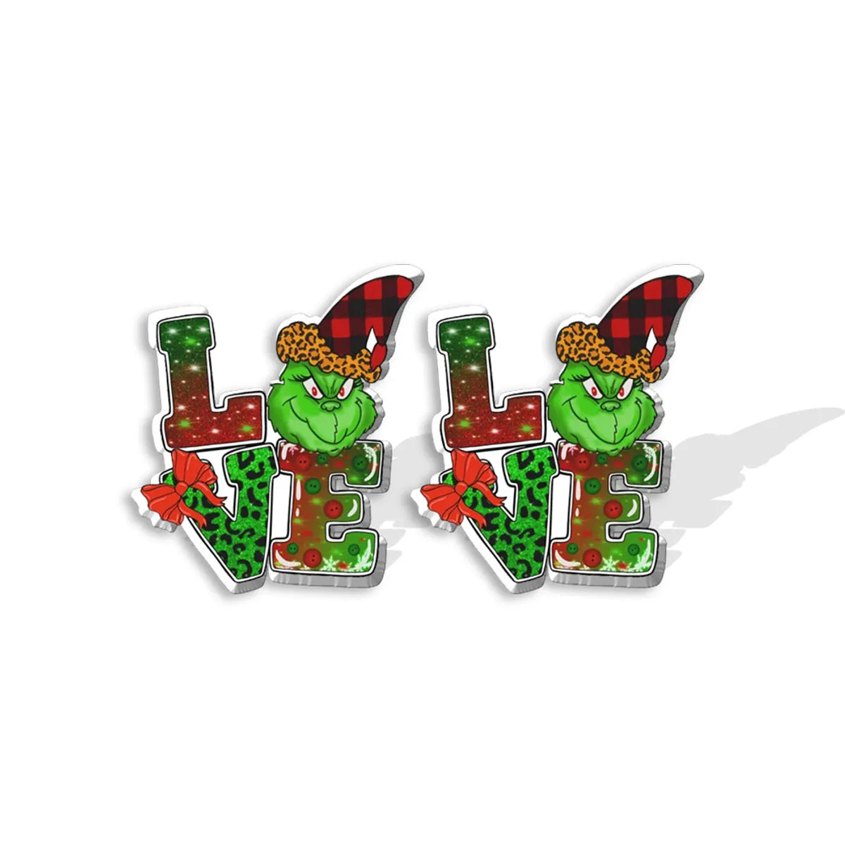 Cute Cartoon Christmas Hat Christmas Tree Arylic Epoxy Christmas Women'S Earrings 1 Pair