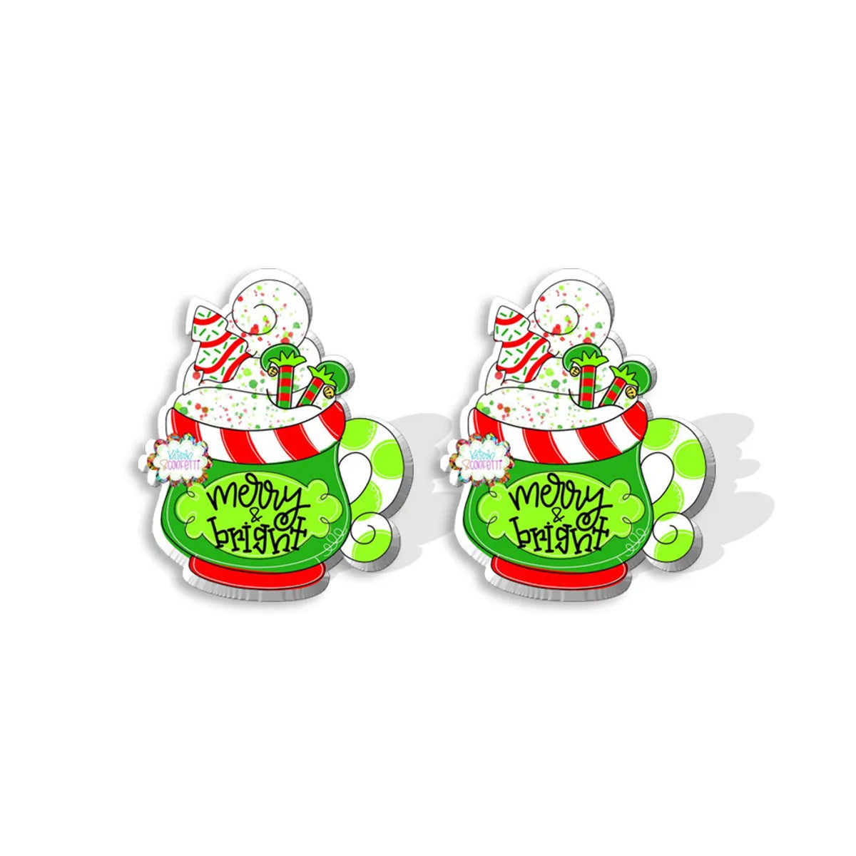 Cute Cartoon Christmas Hat Christmas Tree Arylic Epoxy Christmas Women'S Earrings 1 Pair