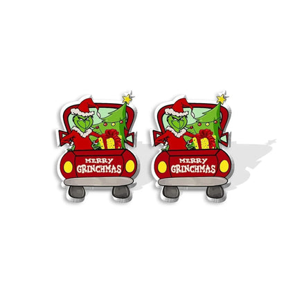 Cute Cartoon Christmas Hat Christmas Tree Arylic Epoxy Christmas Women'S Earrings 1 Pair