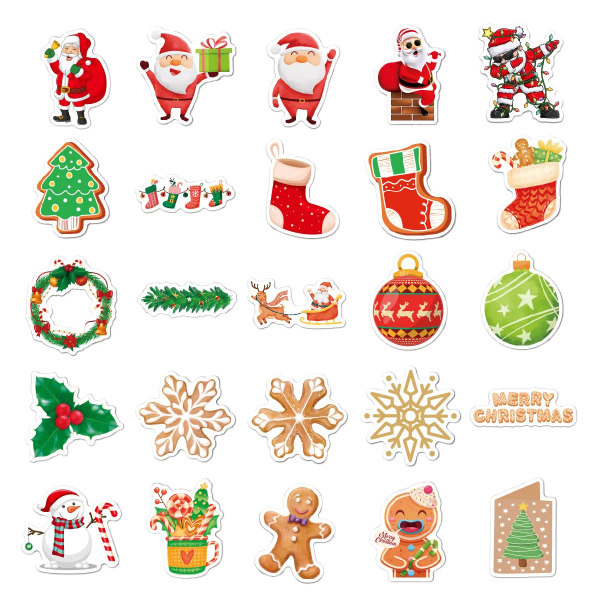 Cute Cartoon Christmas Pattern Holiday Decoration Stickers 50 Pieces Wholesale