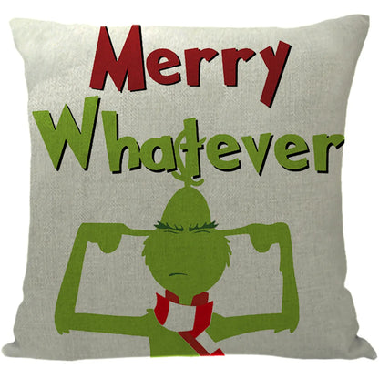 Cute Cartoon Christmas Tree Letter Linen Pillow Cases