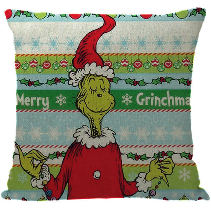 Cute Cartoon Christmas Tree Letter Linen Pillow Cases