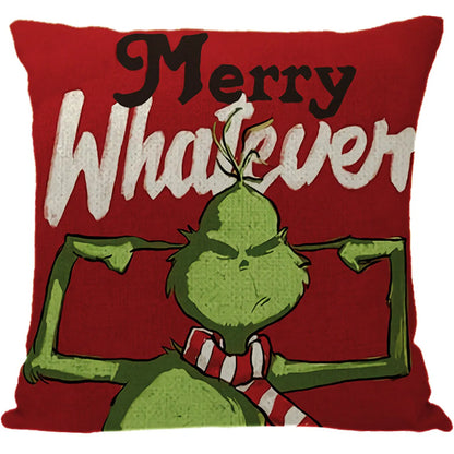 Cute Cartoon Christmas Tree Letter Linen Pillow Cases