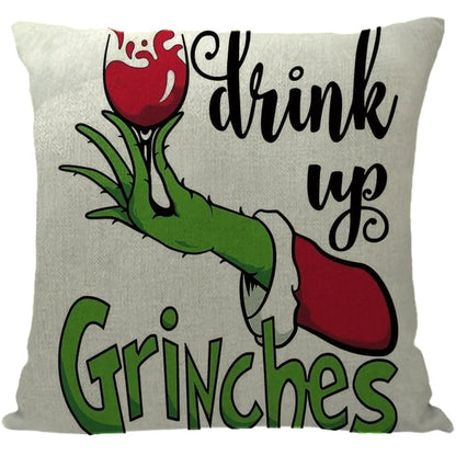 Cute Cartoon Christmas Tree Letter Linen Pillow Cases