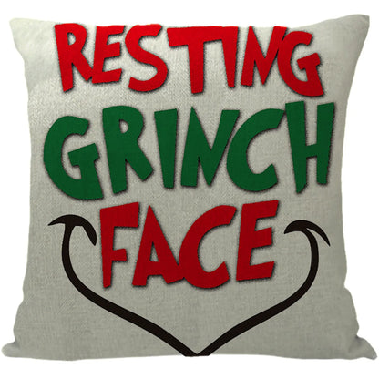 Cute Cartoon Christmas Tree Letter Linen Pillow Cases