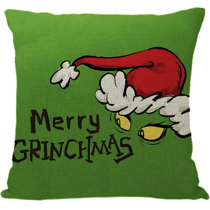 Cute Cartoon Christmas Tree Letter Linen Pillow Cases