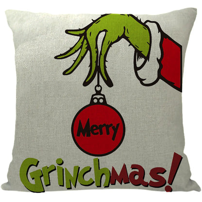 Cute Cartoon Christmas Tree Letter Linen Pillow Cases