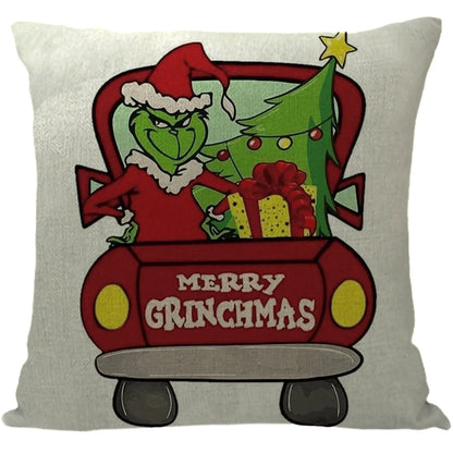 Cute Cartoon Christmas Tree Letter Linen Pillow Cases