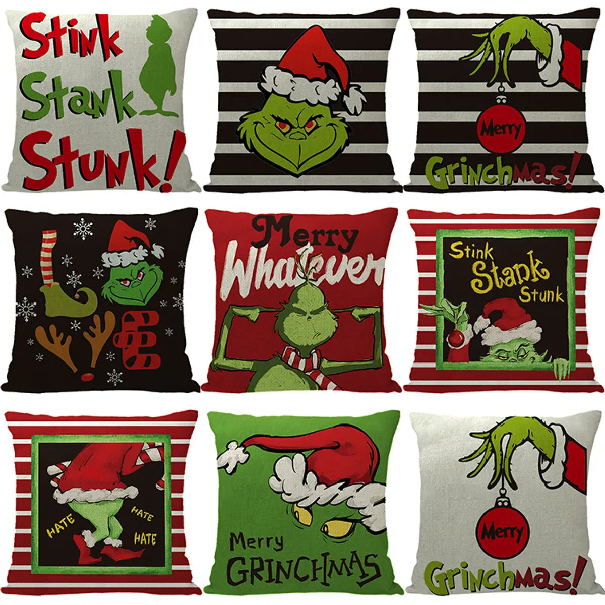 Cute Cartoon Christmas Tree Letter Linen Pillow Cases