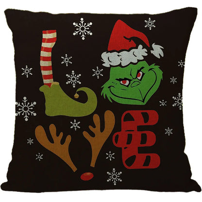 Cute Cartoon Christmas Tree Letter Linen Pillow Cases