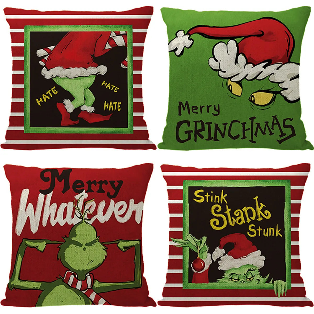 Cute Cartoon Christmas Tree Letter Linen Pillow Cases