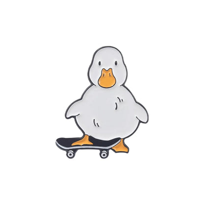 Cute Cartoon Creative  Skateboard Little Chicken Alloy Brooch