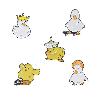 Cute Cartoon Creative  Skateboard Little Chicken Alloy Brooch