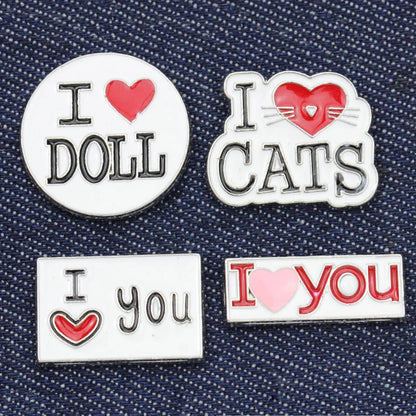 Cute Cartoon I Love You Text Brooch Bag Clothes Decoration Pin Badge