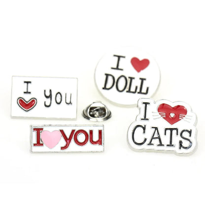 Cute Cartoon I Love You Text Brooch Bag Clothes Decoration Pin Badge