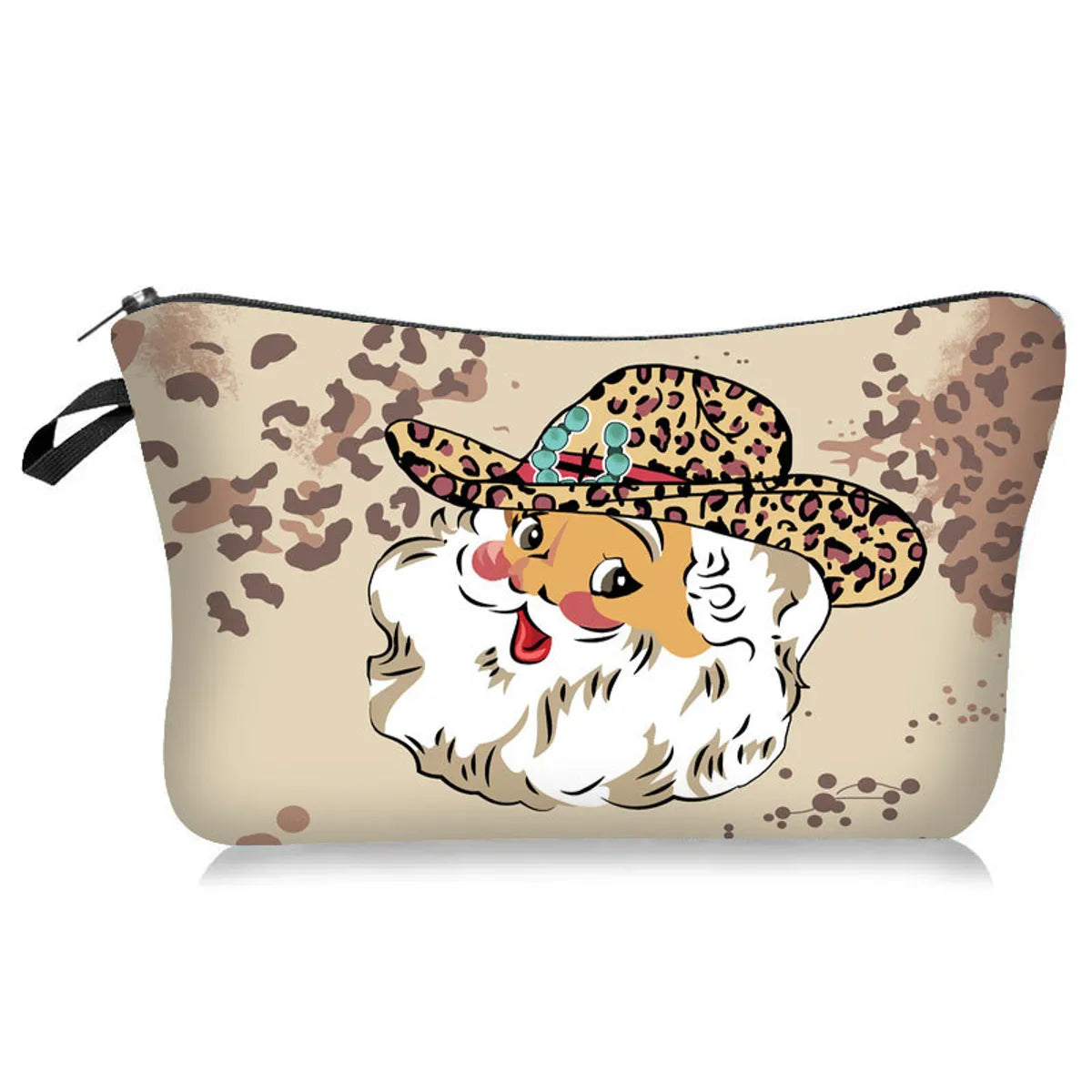 Cute Cartoon Leopard Polyester Square Makeup Bags