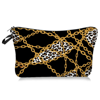 Cute Cartoon Leopard Polyester Square Makeup Bags