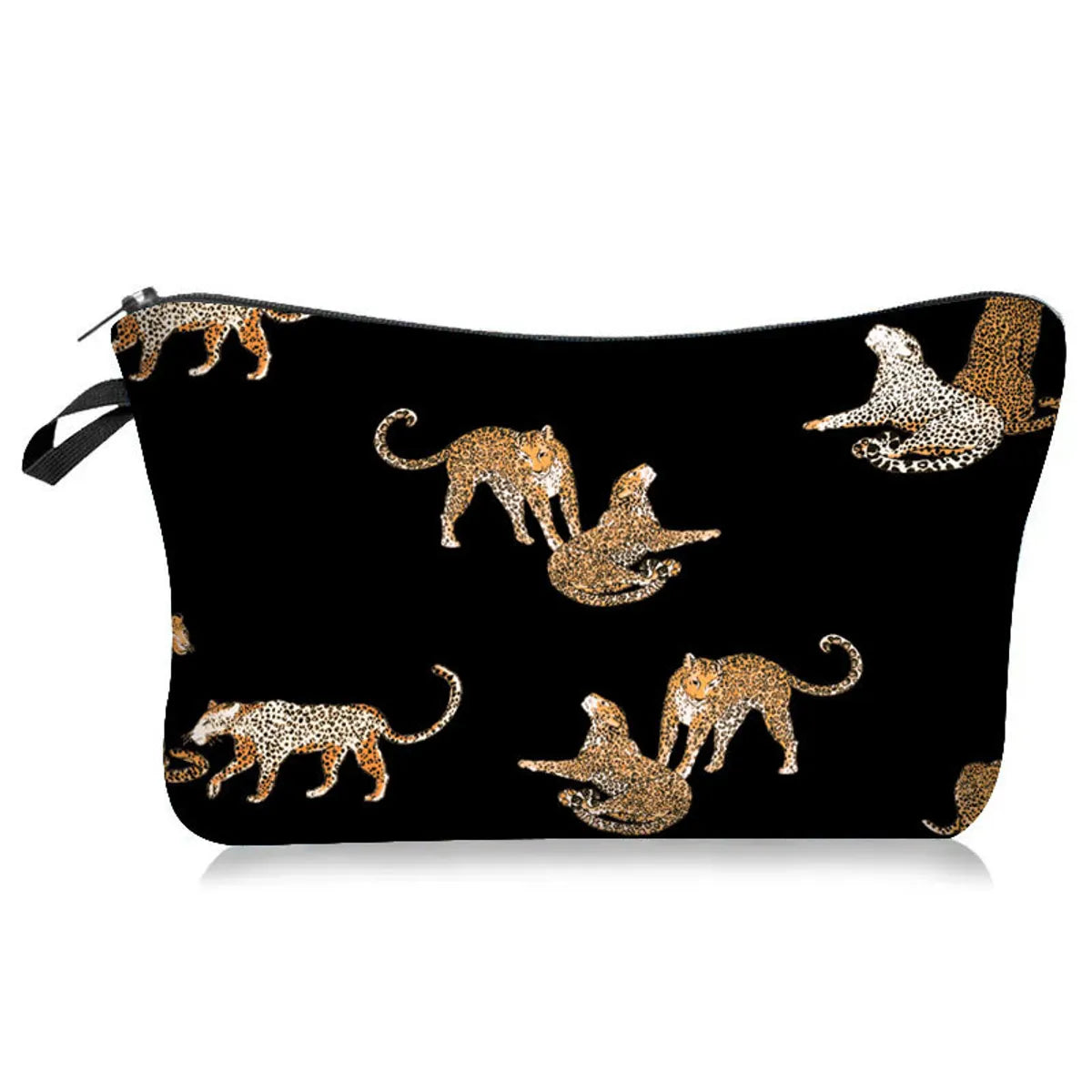 Cute Cartoon Leopard Polyester Square Makeup Bags