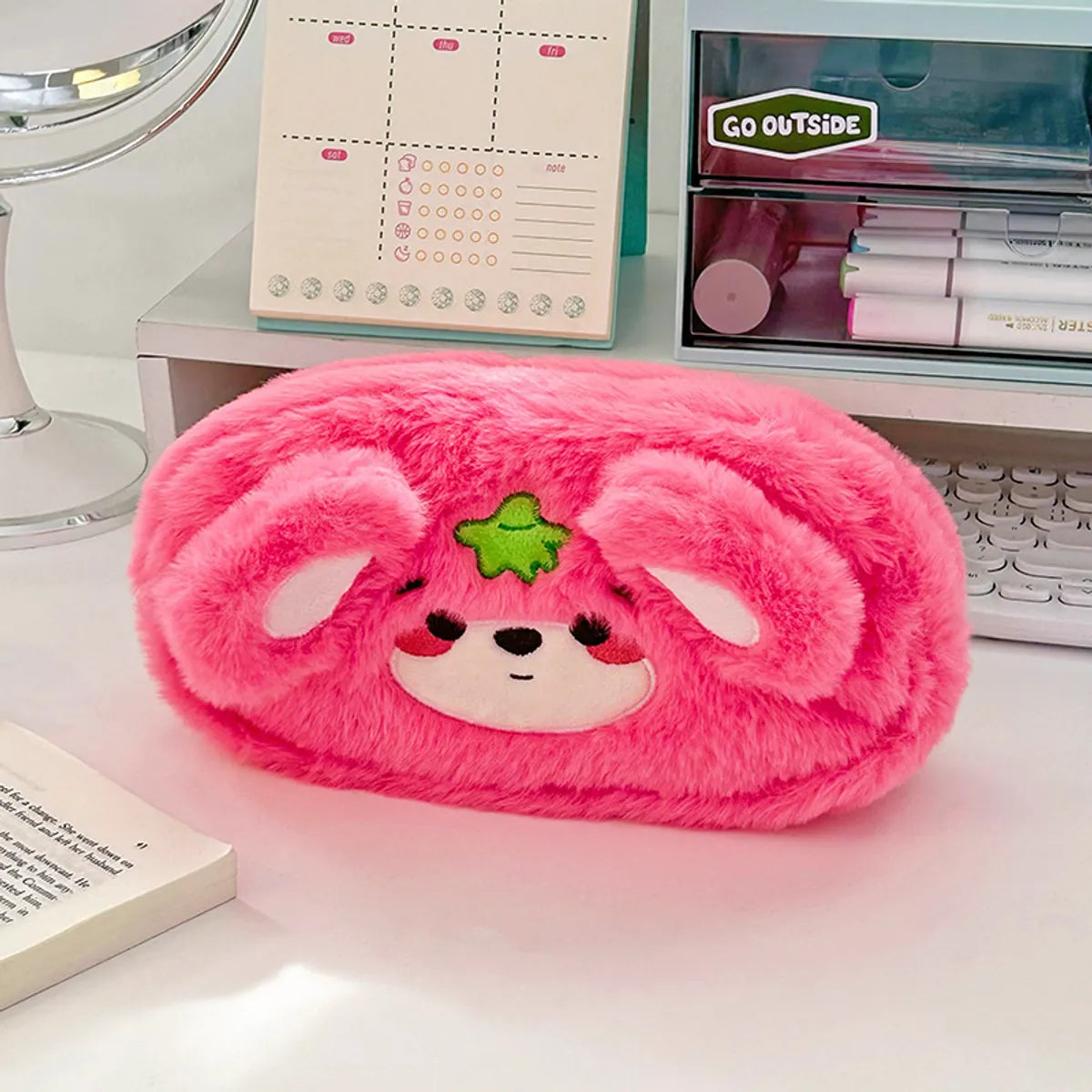 Cute Cartoon Plush Oval Makeup Bags