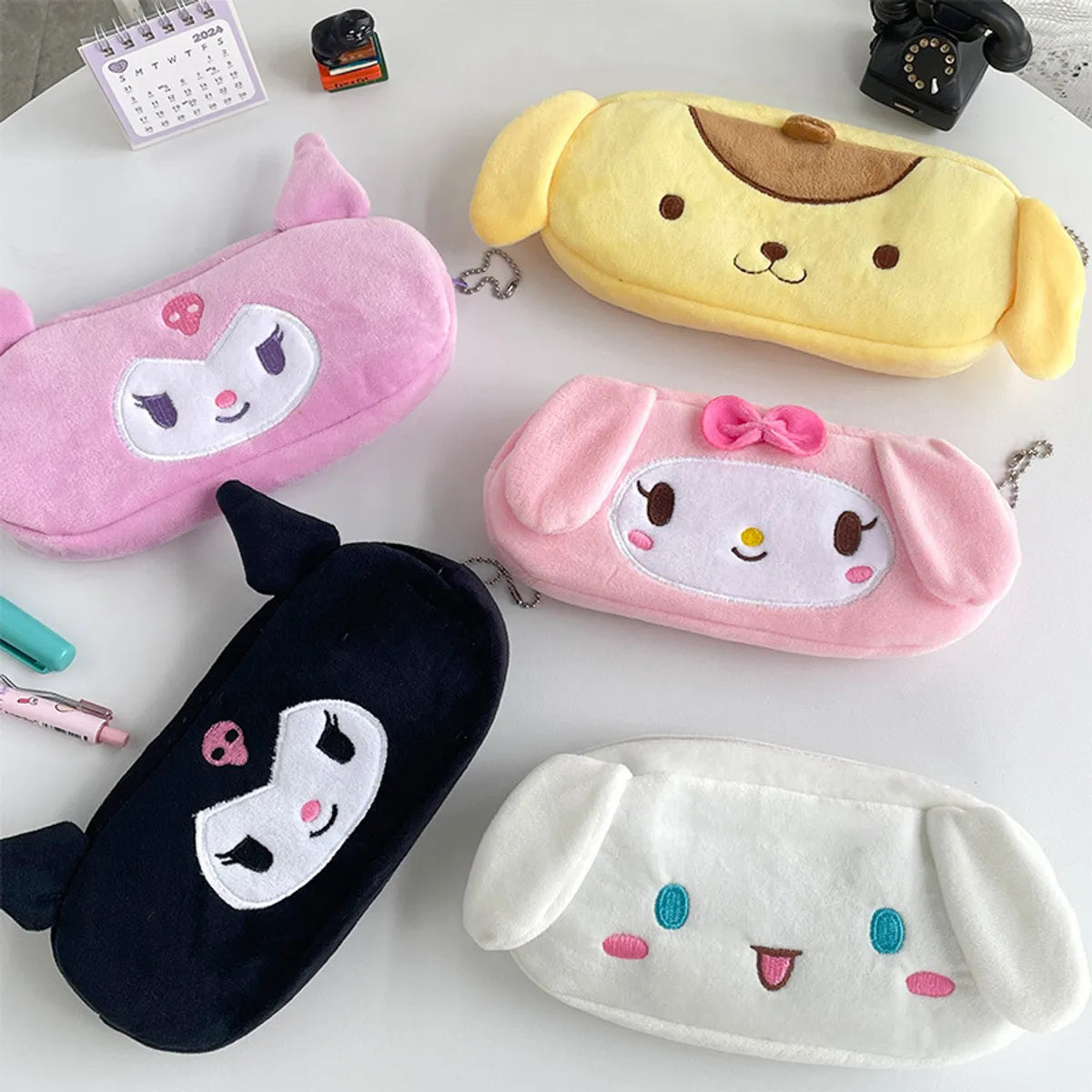 Cute Cartoon Plush Oval Makeup Bags