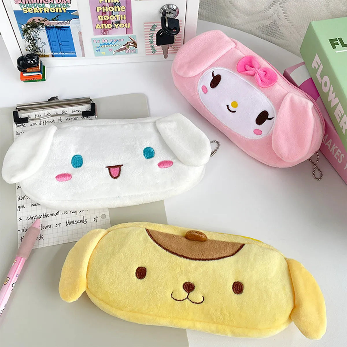 Cute Cartoon Plush Oval Makeup Bags