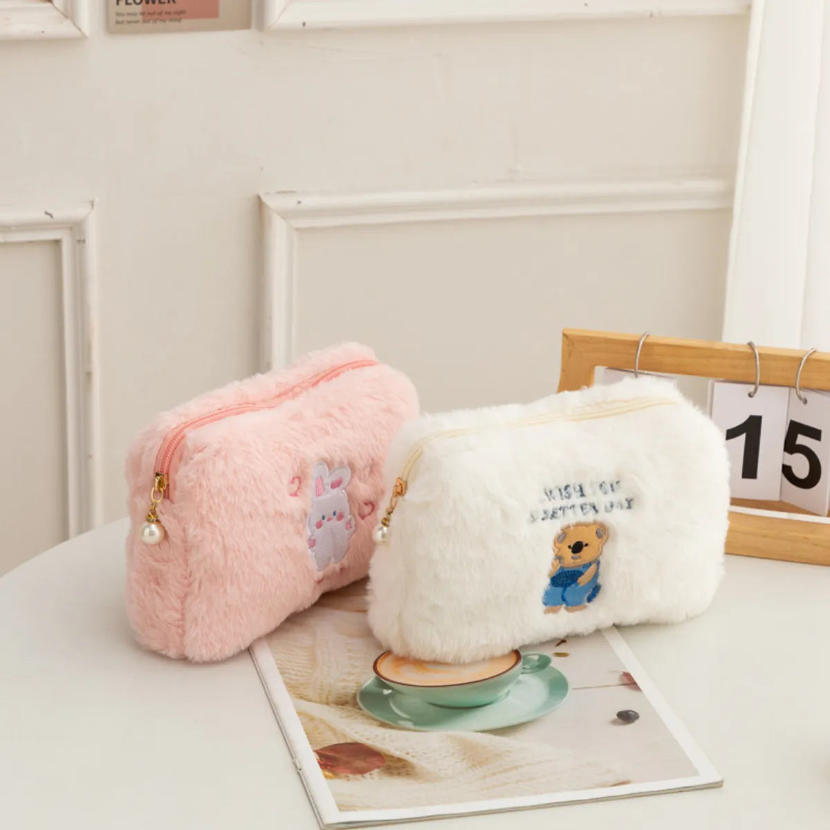 Cute Cartoon Plush Square Makeup Bags