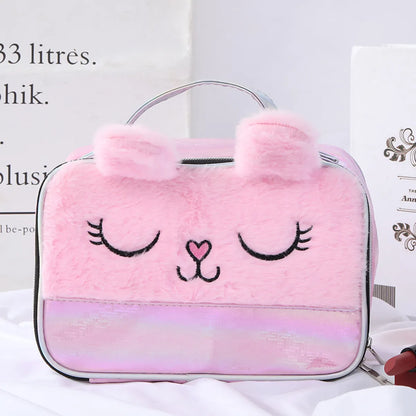 Cute Cartoon Pvc Flannel Square Makeup Bags