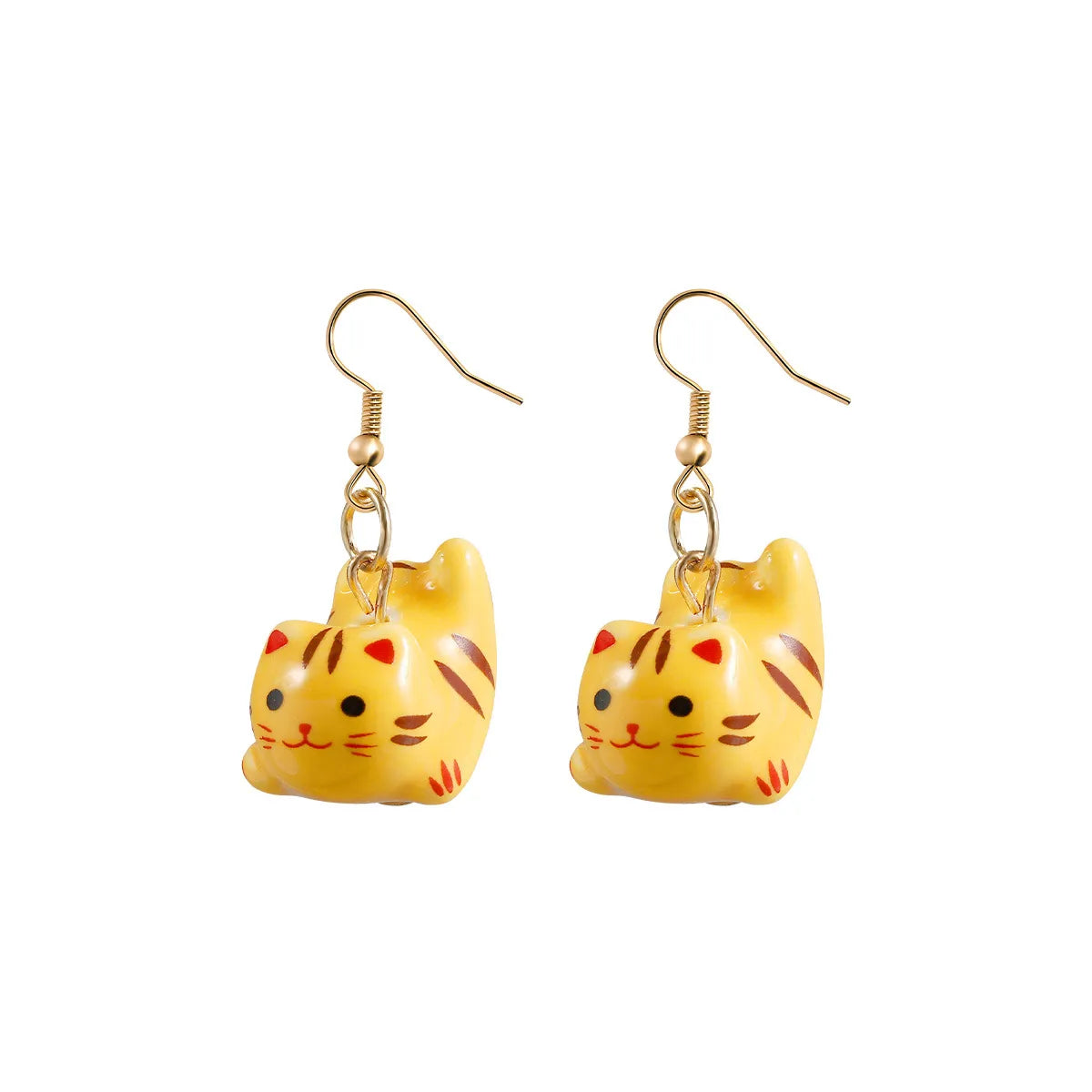 Cute Cat Alloy Ceramics Stoving Varnish Women'S Drop Earrings 1 Pair