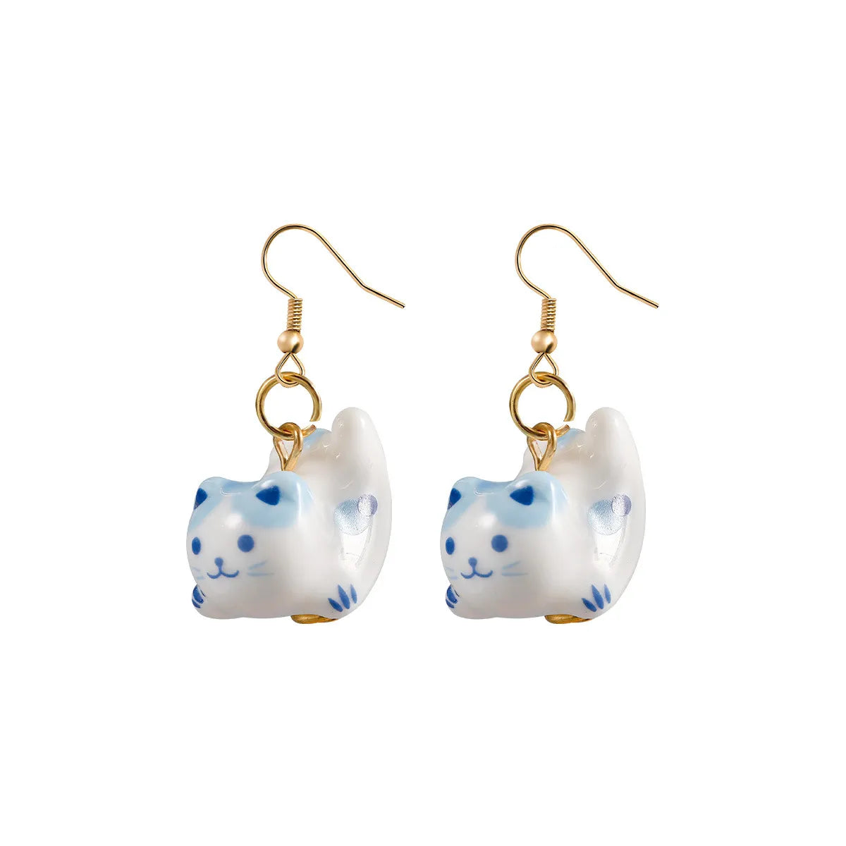 Cute Cat Alloy Ceramics Stoving Varnish Women'S Drop Earrings 1 Pair