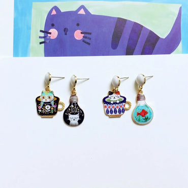 Cute Cat Alloy Enamel Women's Drop Earrings 1 Pair