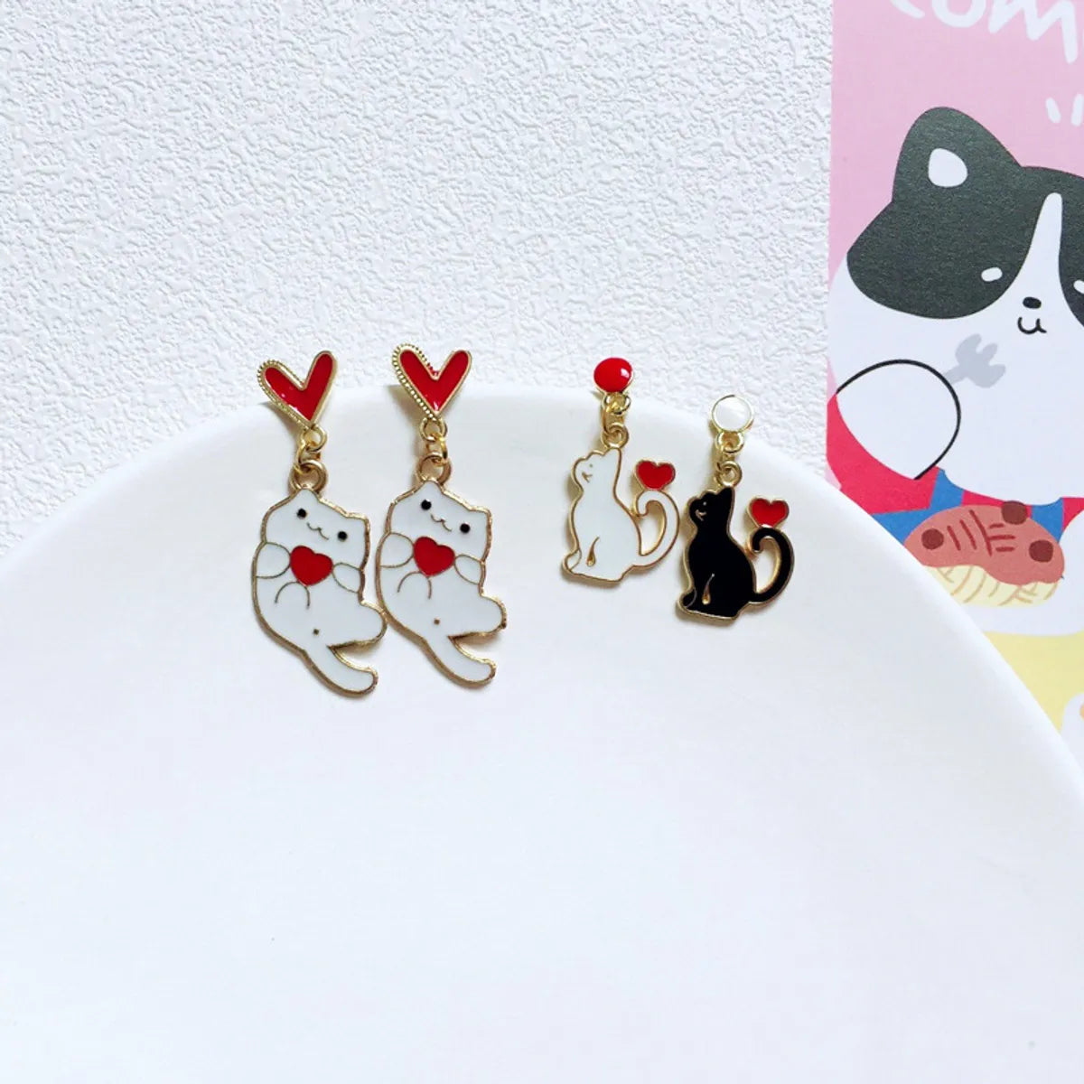 Cute Cat Alloy Enamel Women's Drop Earrings 1 Pair