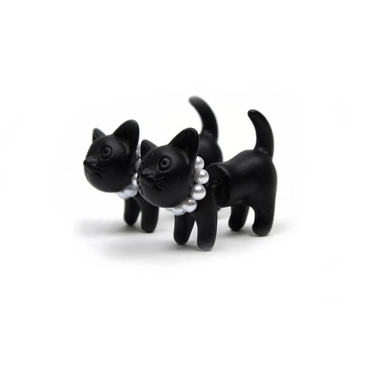 Cute Cat Alloy Plating Artificial Pearls Ear Studs 1 Piece