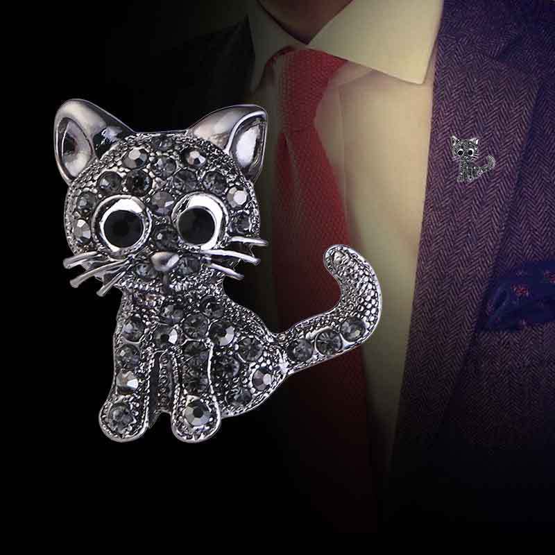 Cute Cat Alloy Plating Inlay Zircon Unisex Brooches