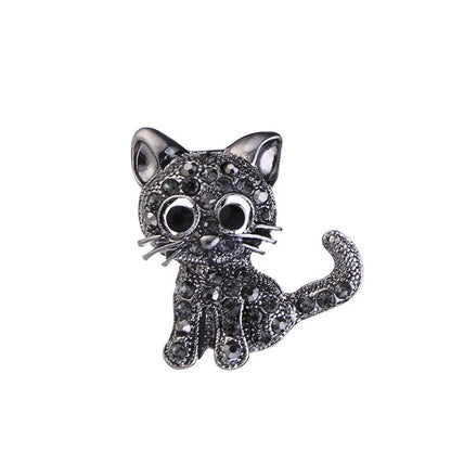 Cute Cat Alloy Plating Inlay Zircon Unisex Brooches