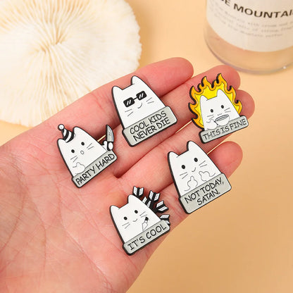 Cute Cat Alloy Plating Metal Brooches