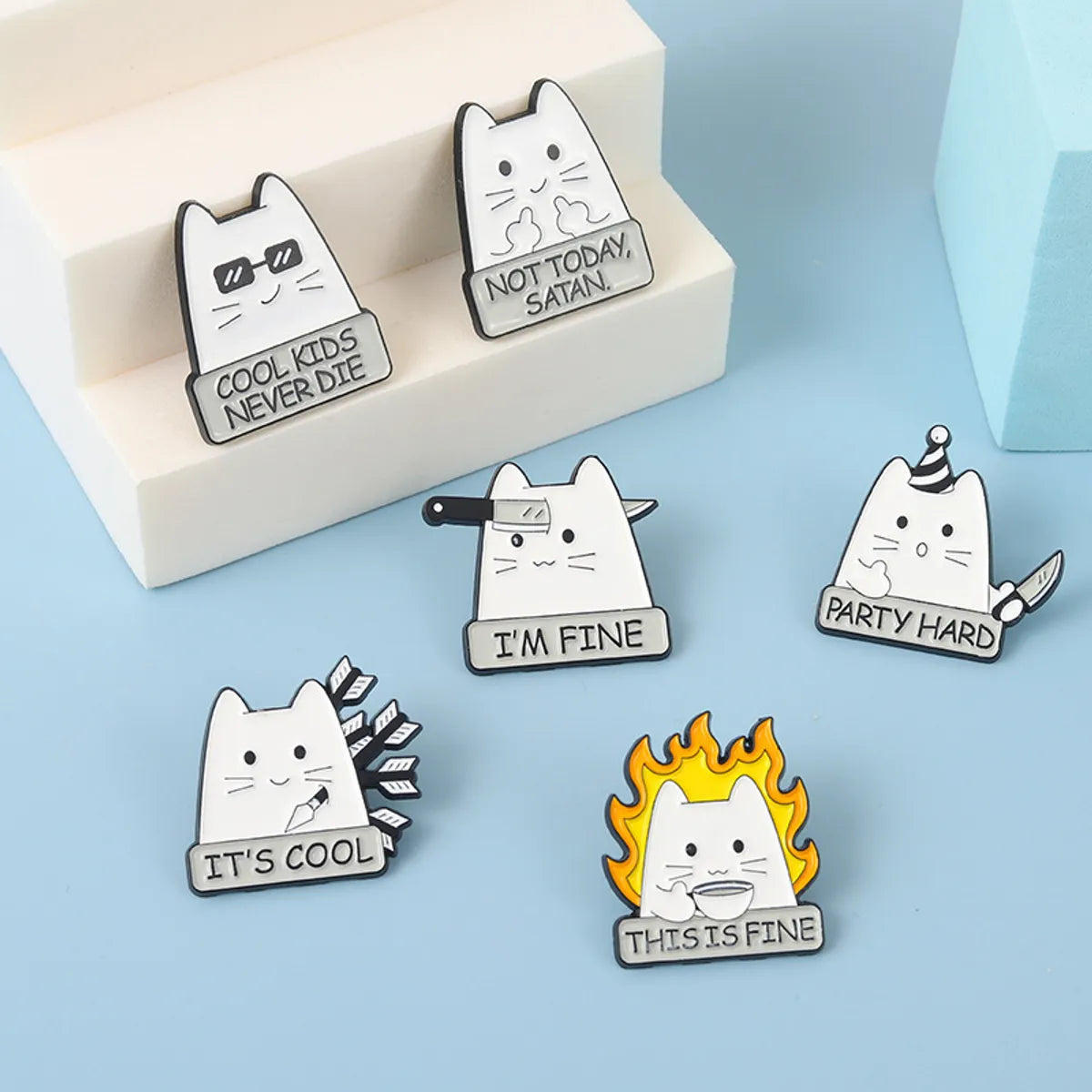 Cute Cat Alloy Plating Metal Brooches