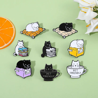 Cute Cat Alloy Stoving Varnish Brooches