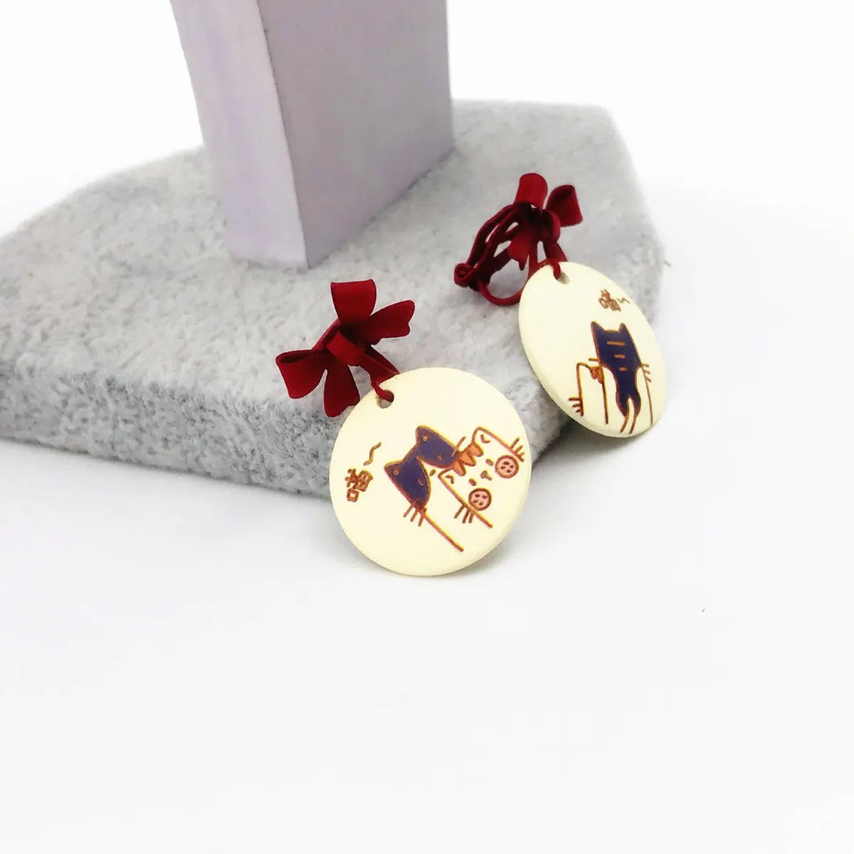 Cute Cat Alloy Stoving Varnish Drop Earrings