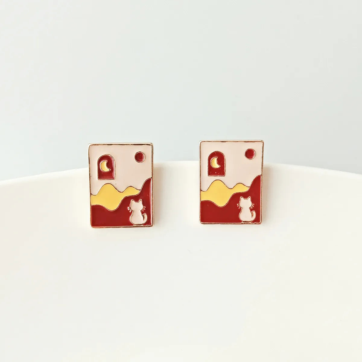 Cute Cat Alloy Stoving Varnish Ear Studs