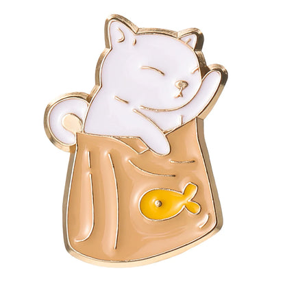 Cute Cat Alloy Stoving Varnish Unisex Brooches