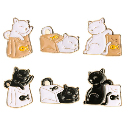 Cute Cat Alloy Stoving Varnish Unisex Brooches